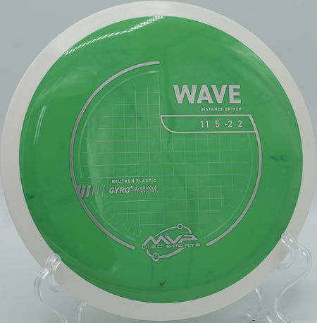 Neutron Wave sweeping hyzer-flip through fairways at Lake Marshall Disc Golf Course in Montross, Virginia, carrying effortless glide with a controlled fade