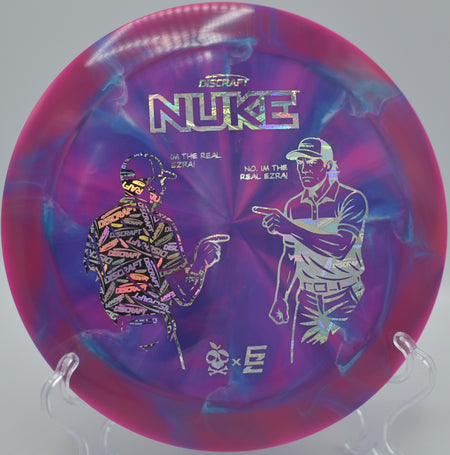 2025 ESP Nuke Collaboration gliding over a water carry at Fountain Hills Disc Golf Course in Fountain Hills, Arizona.