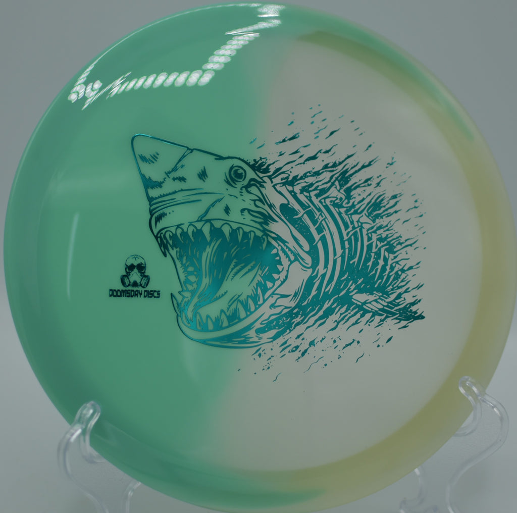 Retina Glow Chemtrail illuminated for a night throw at Sgt. Means Park DGC in Olympia Fields, IL, highlighting its smooth glide path.