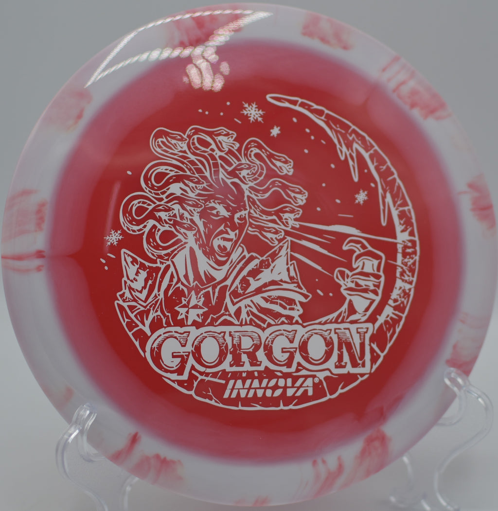 Halo Star Gorgon blasting off the tee at Sunset Park DGC in Las Vegas, NV, showcasing its neutral-stable control in high desert wind.