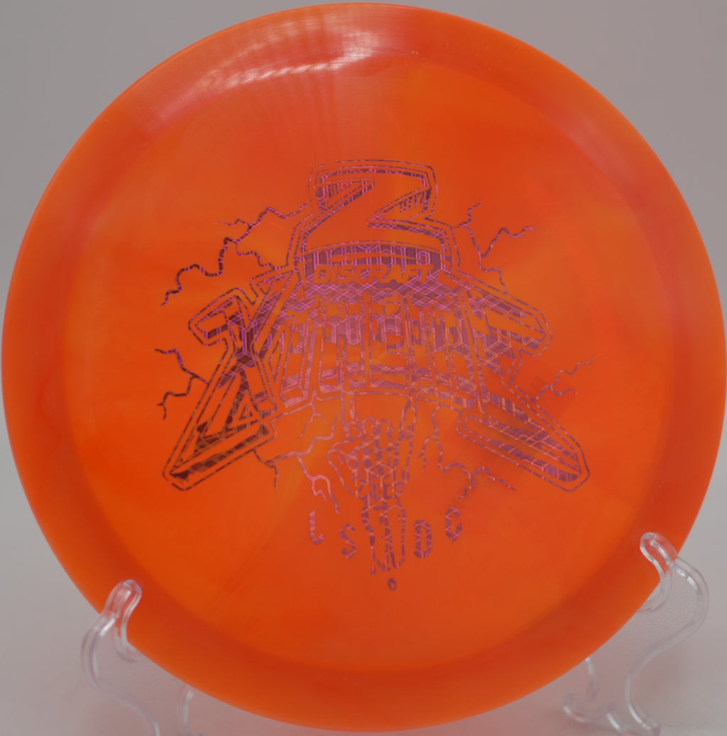 Z Swirl Xtreme cutting through the wind on a power hyzer throw at Idlewild Disc Golf Course in Burlington, Kentucky.