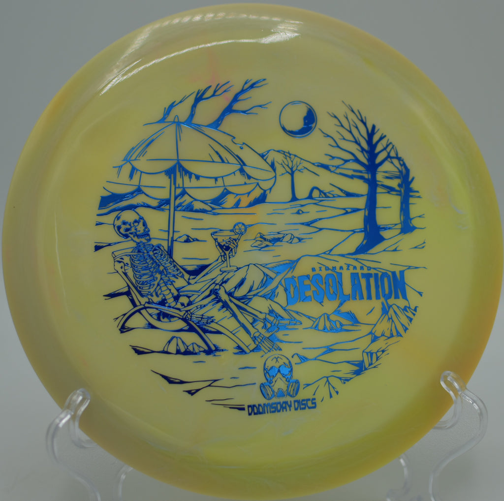 Doomsday Biohazard Desolation carving a controlled flex line at South Hills DGC in Lebanon, PA, bending perfectly around a guardian tree.