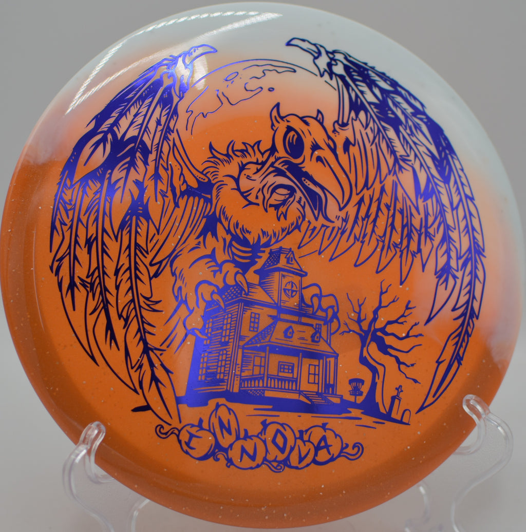 Innova Halloween Duo Roc3 fired downhill with precision at Winthrop Gold Disc Golf Course in Rock Hill, South Carolina.