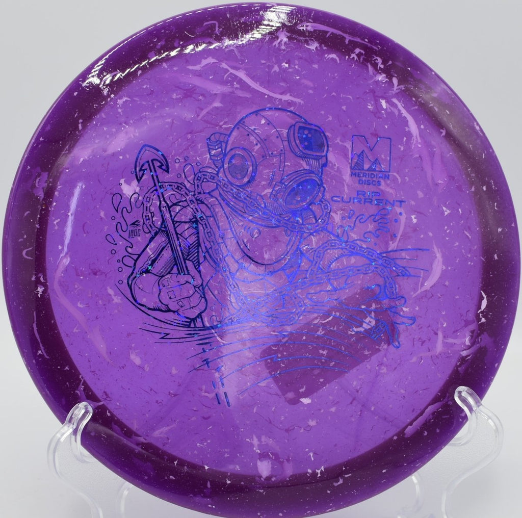 Marbled Clarus Rip Current wind-tested drive at Woodland Mound Disc Golf Course in Cincinnati, Ohio