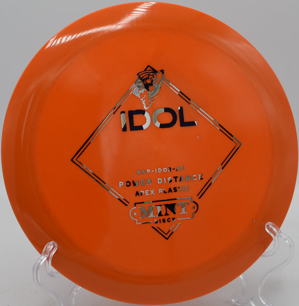 Mint Discs Apex Idol disc shaping a glide-heavy hyzer at Hornets Nest Disc Golf Course in Charlotte, North Carolina