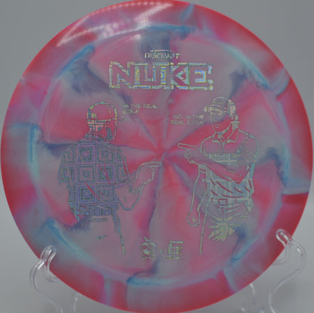 ESP Nuke Collaboration by Ezra Aderhold & Robinson flying flat and fast at Milo McIver State Park Disc Golf Course in Estacada, Oregon.