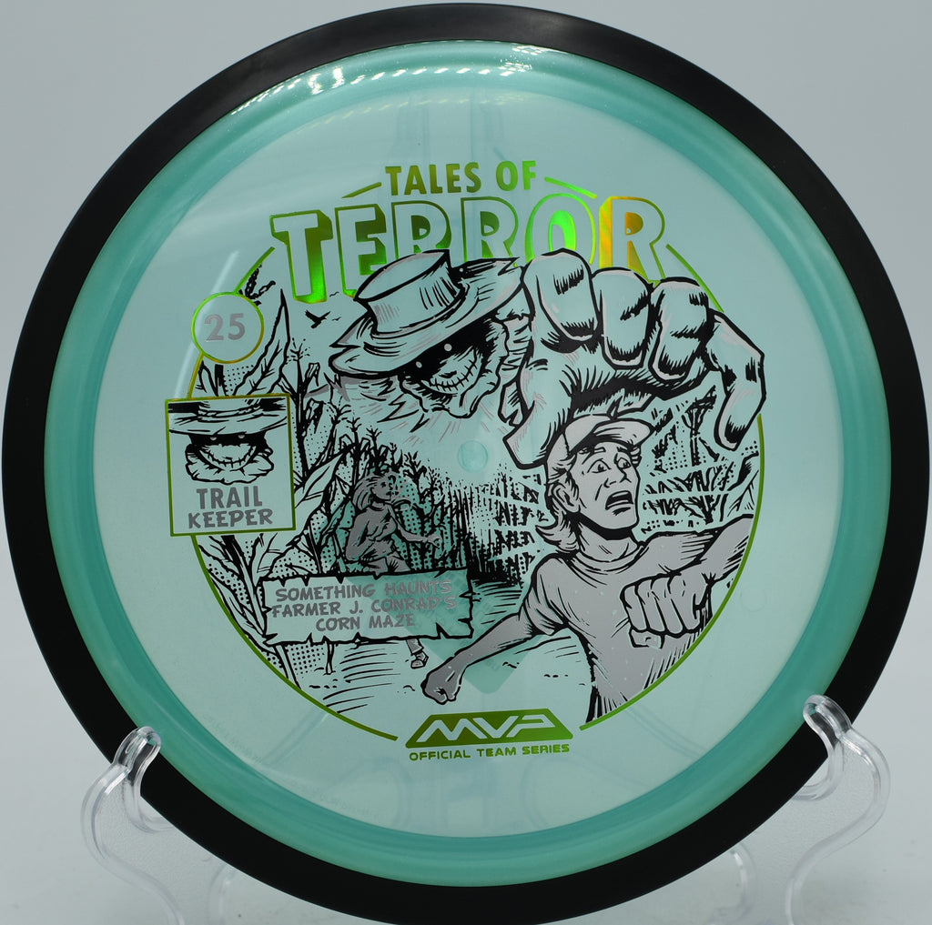 Proton Trail Halloween disc carving a control flex shot at Lemon Lake Gold Course in Crown Point, Indiana.