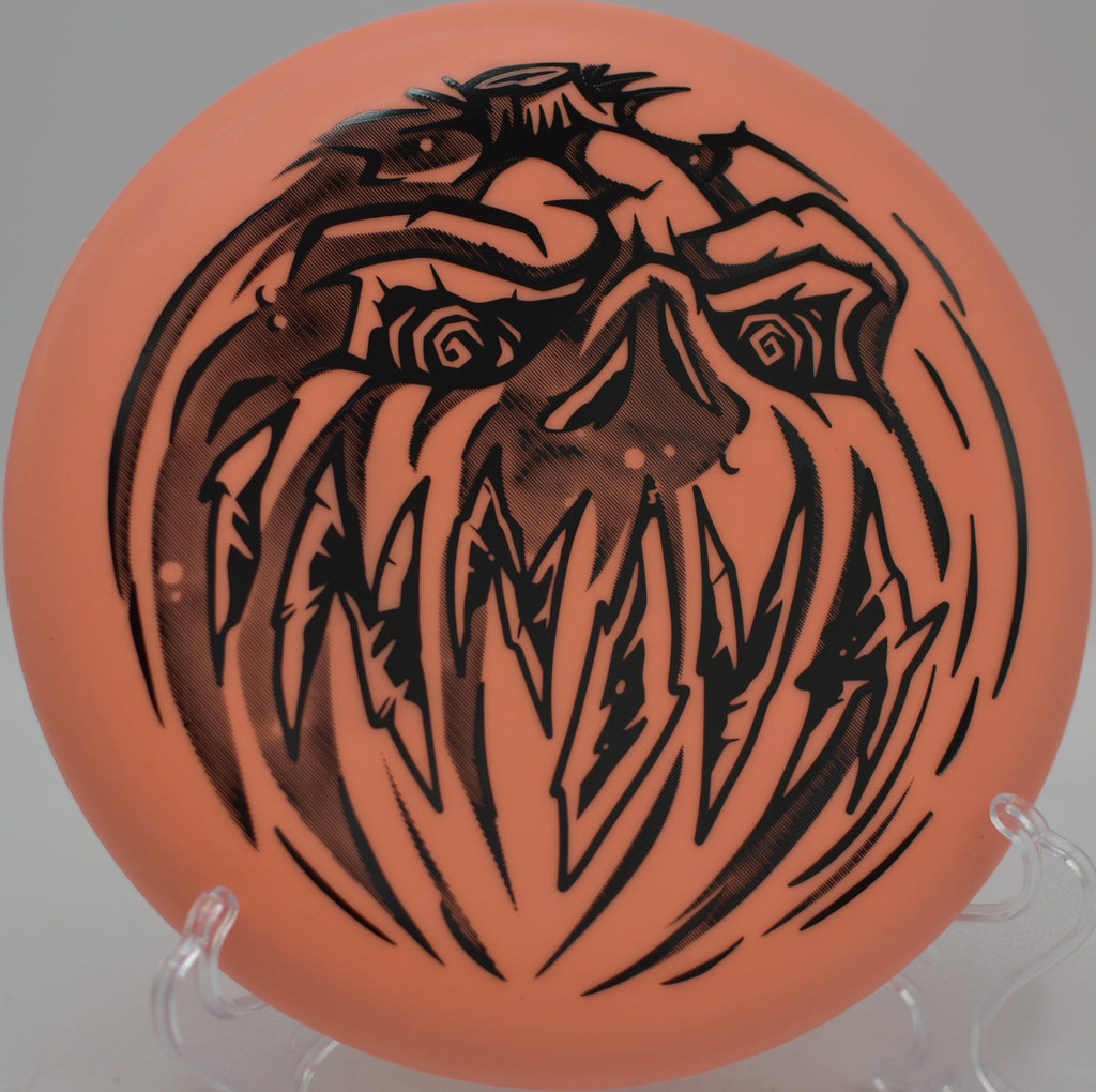 Collector’s Halloween Nexus Proto Glow Aviar glowing after sunset at Harmon Hills Disc Golf Course in Fall Branch, Tennessee.