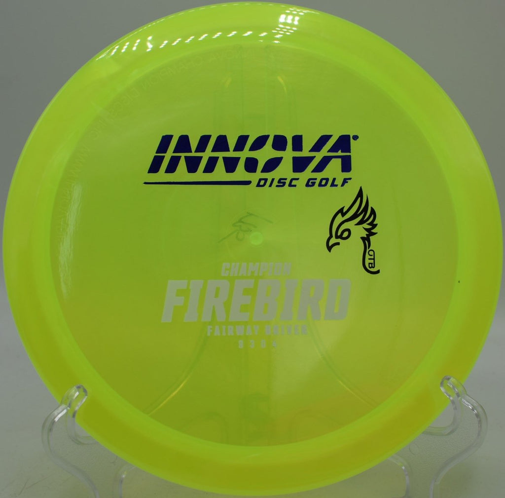 FAF Luster Champion Firebird disc golf driver skipping toward the basket at Rollin Ridge Disc Golf Course, Reedsville, Wisconsin