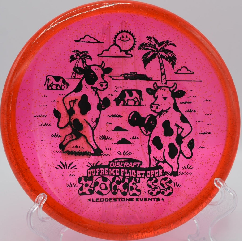 SFO CryZtal Sparkle Zone SS controlled hyzer line sticking close to pin at Persimmon Ridge DGC in AR