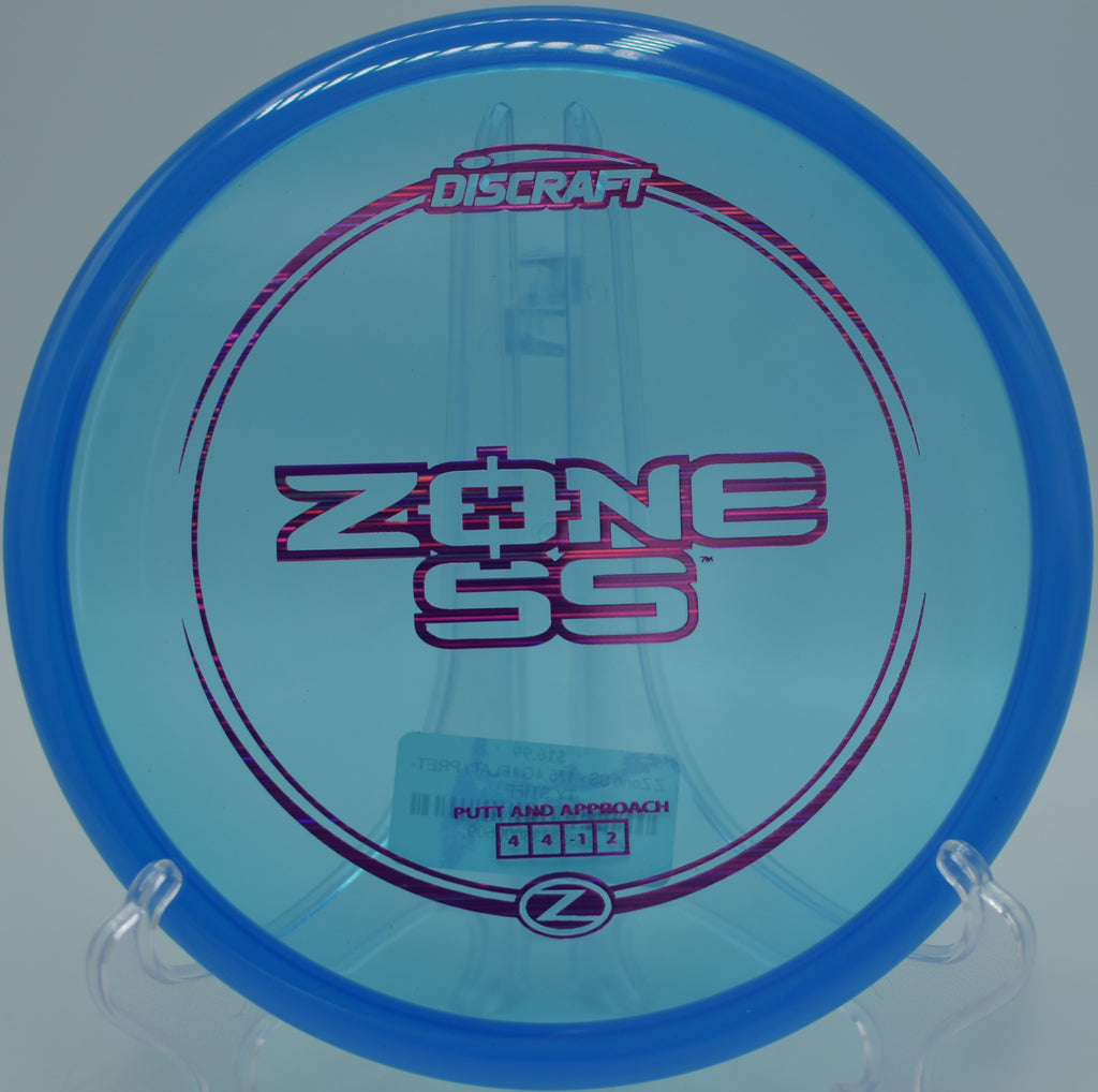 Z Zone SS landing softly under the pin at Penn Valley Disc Golf Course in Grass Valley, California.