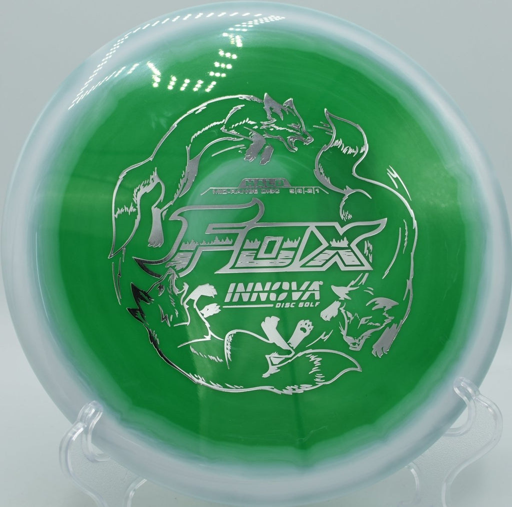 Innova Halo Star Fox fairway driver parked under basket after a precision drive at Murray Park Disc Golf Course in Little Rock, Arkansas
