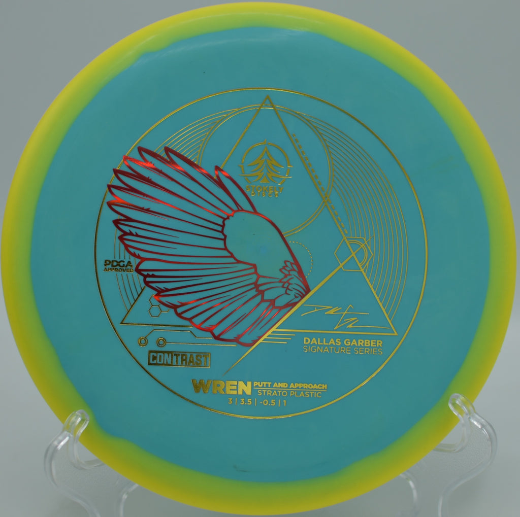 Signature Contrast Strato Wren gliding smoothly down the fairway at Shelby Park Disc Golf Course in Nashville, Tennessee.