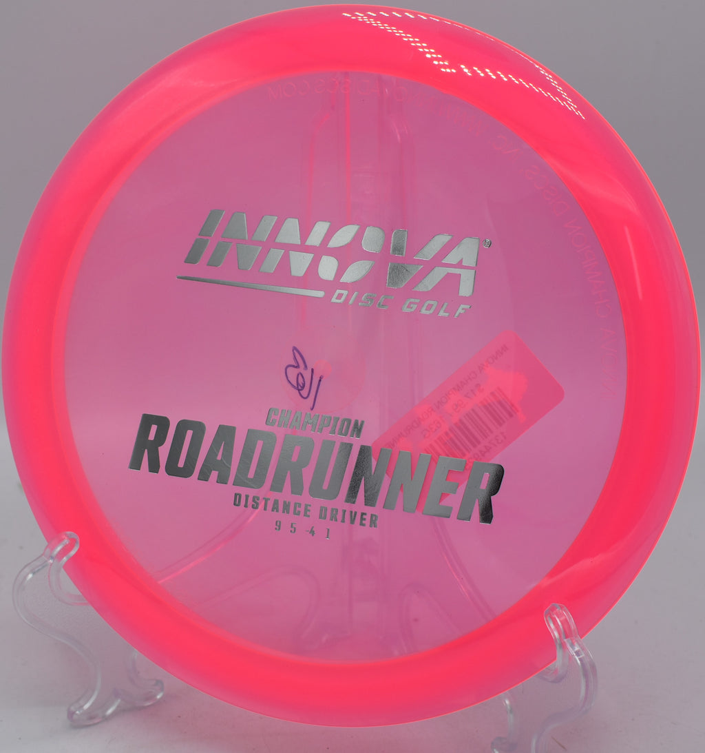 Innova Champion Roadrunner rolling long and straight on Hole 6 at Madeline Bertrand Disc Golf Course, Niles, Michigan.
