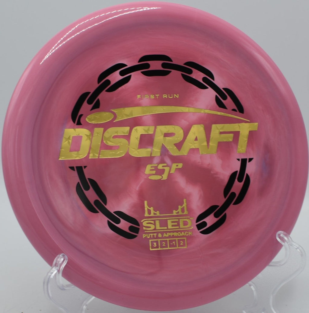 ESP First Run Sled technical approach landing softly at Jack McLean Park Disc Golf Course in Tallahassee, Florida