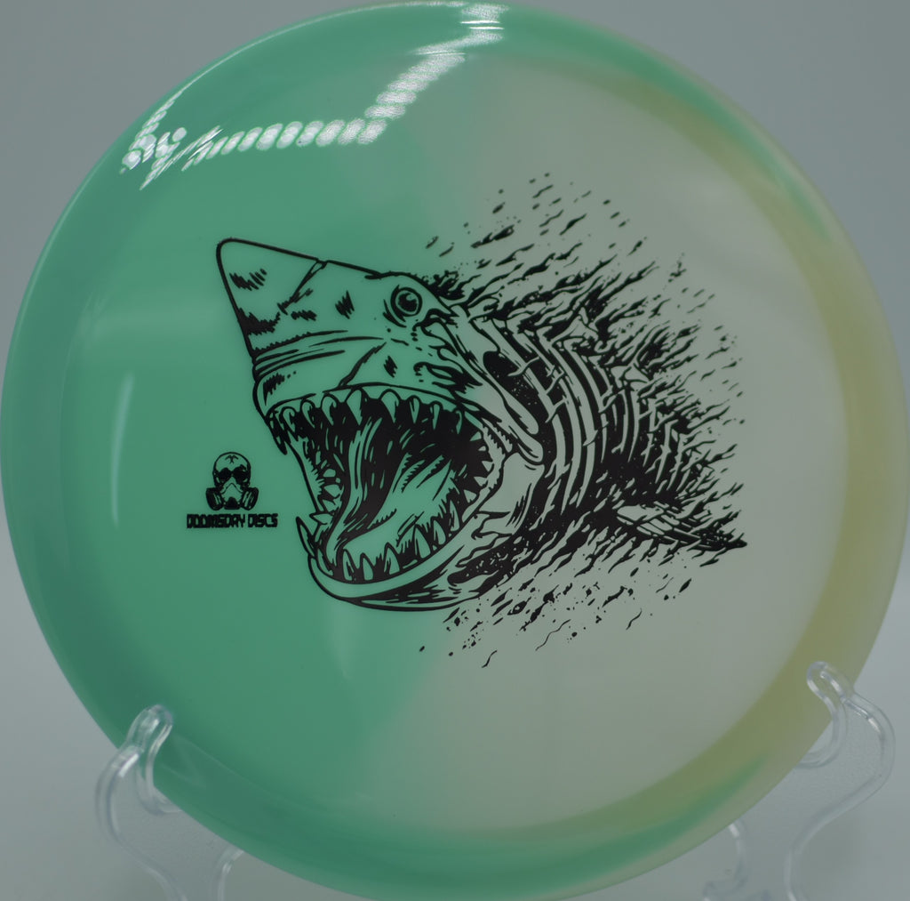 Nighttime fairway shot of the Retina Glow Chemtrail at Lake Casitas DGC in Ojai, CA, showcasing its easy turnover flight.