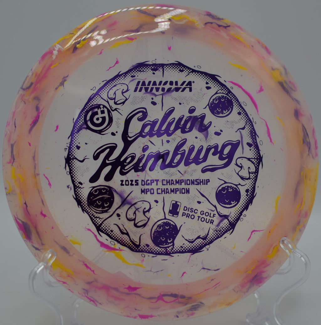 Calvin Heimburg Destroyer flying on a straight laser line at Tuscawilla Park Disc Golf Course in Daytona Beach, Florida.