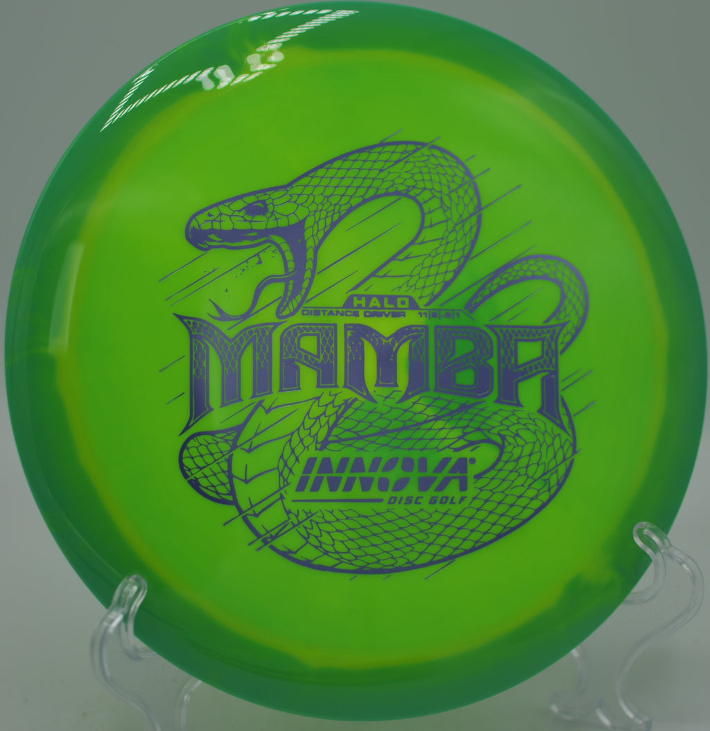 Halo Star Mamba cutting a turnover line through the woods at Harmon Hills Disc Golf Course in Fall Branch, Tennessee.