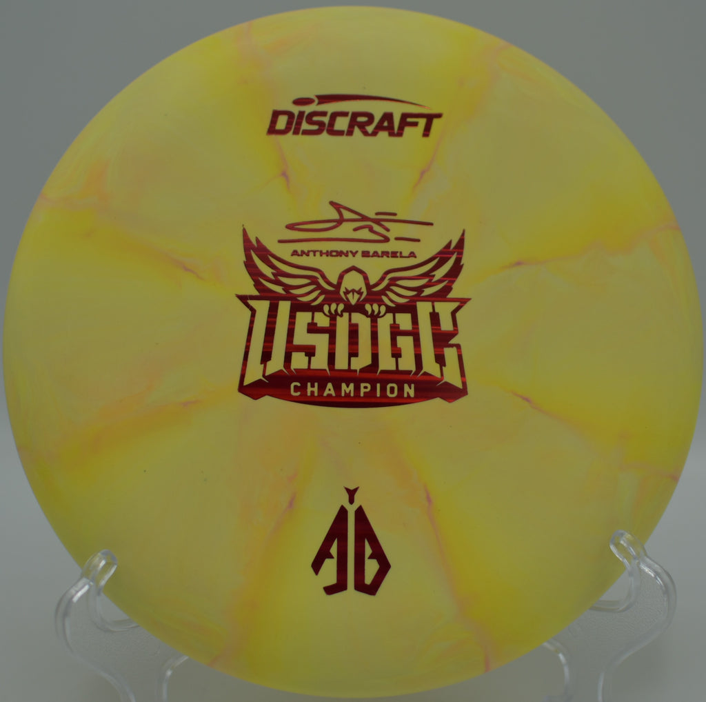 Discraft CT Swirl Focus on the tee at Lakeview DGC in Mitchell, SD, perfect for glidey straight shots.