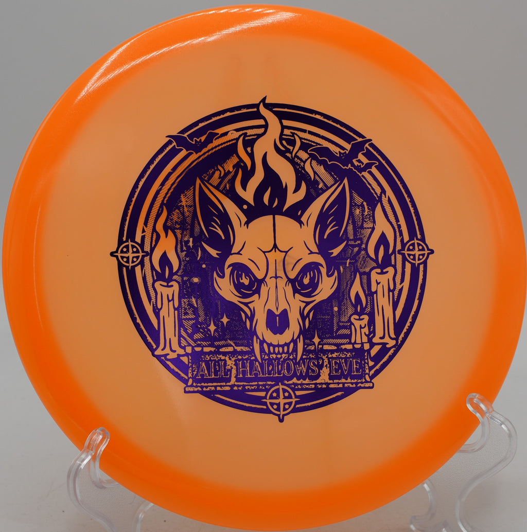 Glow Champion Fox understable driver shaping lines at Moraine State Park Disc Golf Course in Portersville, Pennsylvania