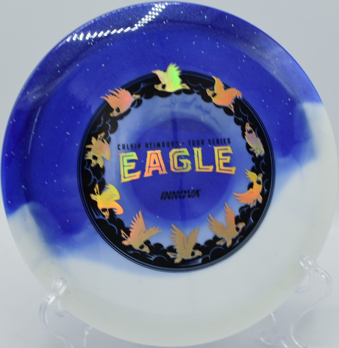 Duo Eagle disc golf fairway driver soaring over rolling terrain at Winthrop Gold Disc Golf Course, Rock Hill, South Carolina