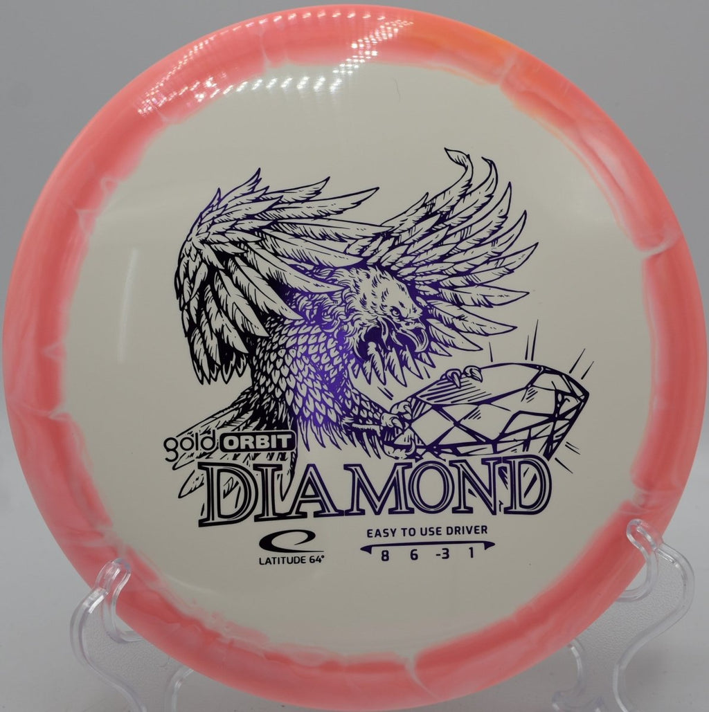 Latitude 64 Gold Orbit Diamond driver on wooded tunnel fairway at Nevin Park Disc Golf Course in Charlotte, North Carolina