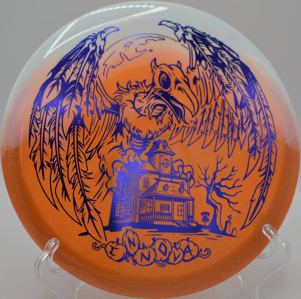 Halloween Duo Roc3 carving a tight wooded fairway at Selah Ranch Lakeside Disc Golf Course in Talco, Texas.