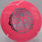Innova Star Gorgon launching down the fairway at Flip City Disc Golf Park in Shelby, Michigan