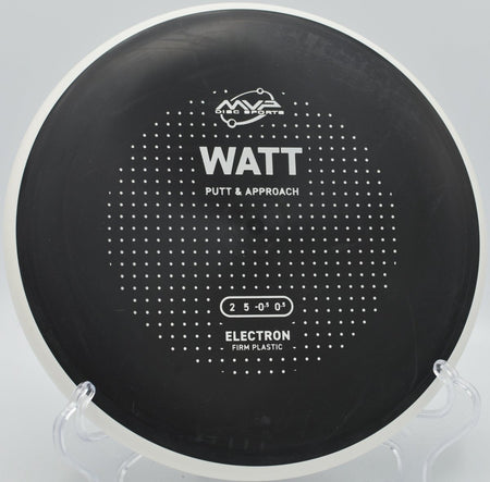 MVP Electron Firm Watt putter staged for a circle-1 putt at Lincoln Ridge Park Disc Golf Course in Independence, Kentucky