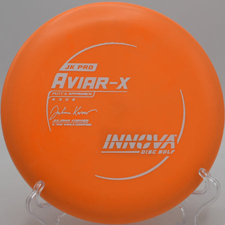 JK Pro Aviar-X soft putter released on a smooth putt at Maple Hill Disc Golf Course in Leicester, Massachusetts