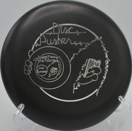 Pat Pending Preemie Aviar (Ultra Lightweight) gliding on a straight line under tall pines at Maple Hill Disc Golf Course in Leicester, Massachusetts.