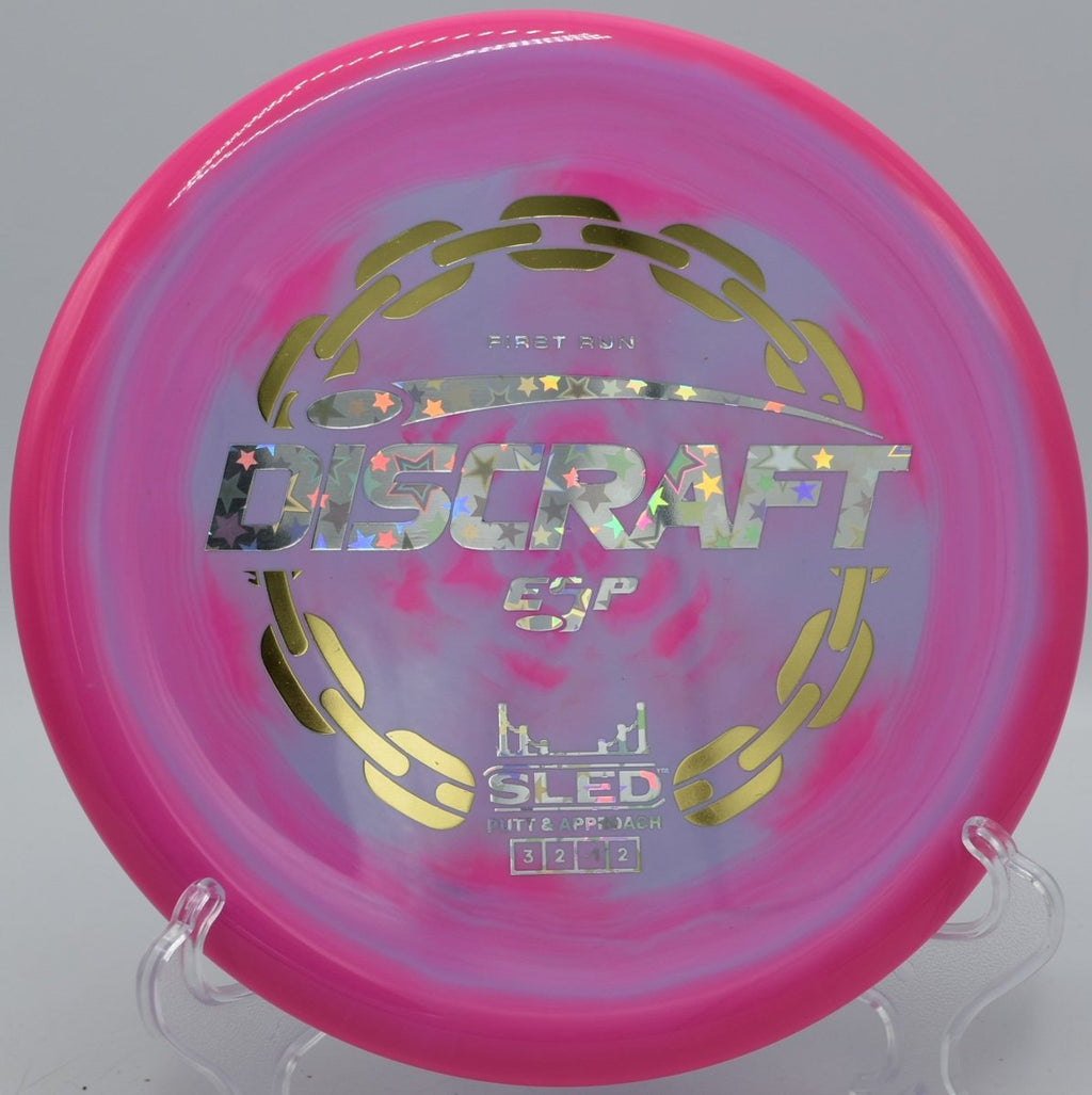 ESP First Run Sled technical approach disc at Holler in the Hills Disc Golf Course in Brownsville, Kentucky