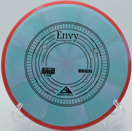 "Axiom Electron Envy – Grippy baseline plastic with neutral flight, ideal for touchy approaches at White Cedar DGC in Maine."

