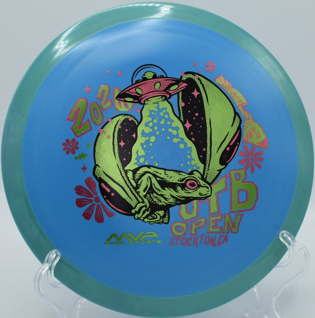 OTB Open Fission Delirium high-speed driver on rocky green at Iron Hill Disc Golf Course in Newark, Delaware