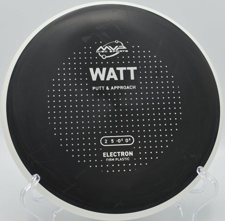 Electron Firm Watt disc golf putter parked under chains after a straight approach at Coyote Point Disc Golf Course in San Mateo, California