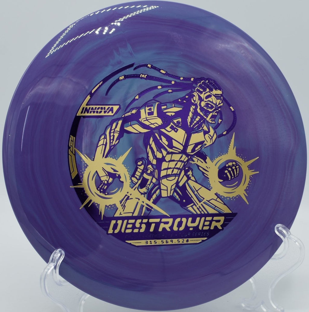 Philo Destroyer power backhand release with late fade bite at Blue Ribbon Pines DGC in East Bethel, MN