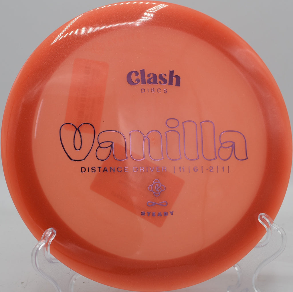 Steady Vanilla floating downhill with finesse, landing softly near Circle 1 at Flip City in Michigan.

