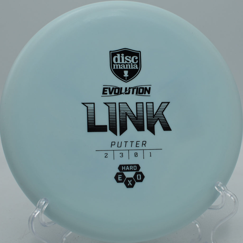 Exo Hard Link Discmania stable putter gliding cleanly on an approach at Idlewild Disc Golf Course in Burlington, Kentucky.