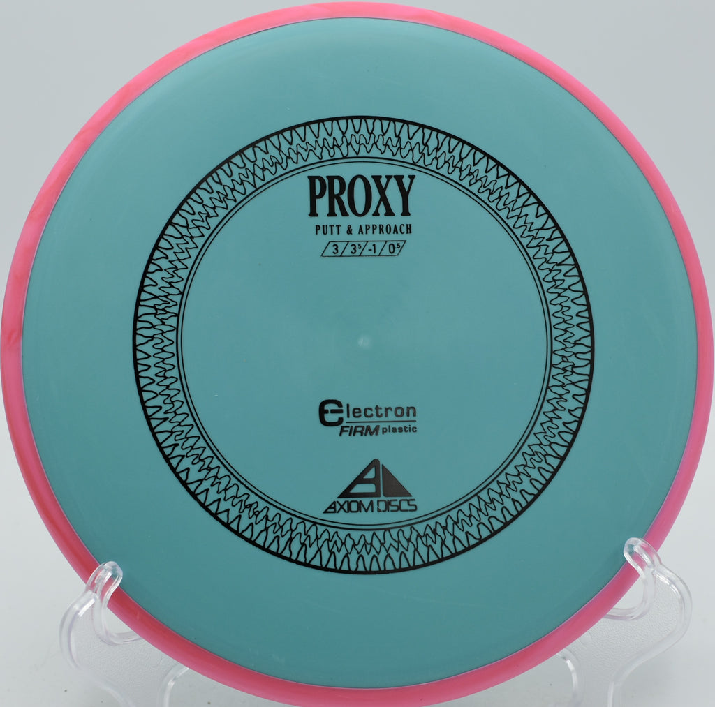 Electron Firm Proxy Axiom point-and-shoot putter trusted inside circle one at Northwood Black Disc Golf Course in Morton, Illinois.