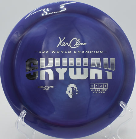 Climo Discs Skyway on a buttery turnover line at Delaveaga Disc Golf Course in Santa Cruz, California