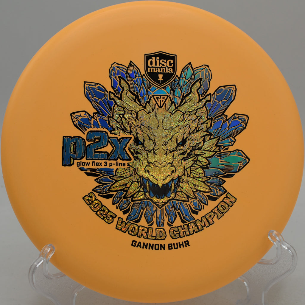 Gannon Buhr Glow Flex 3 P-Line P2x Triumph Series stable putter locked in at Turkey Lake Disc Golf Course in Orlando, Florida.