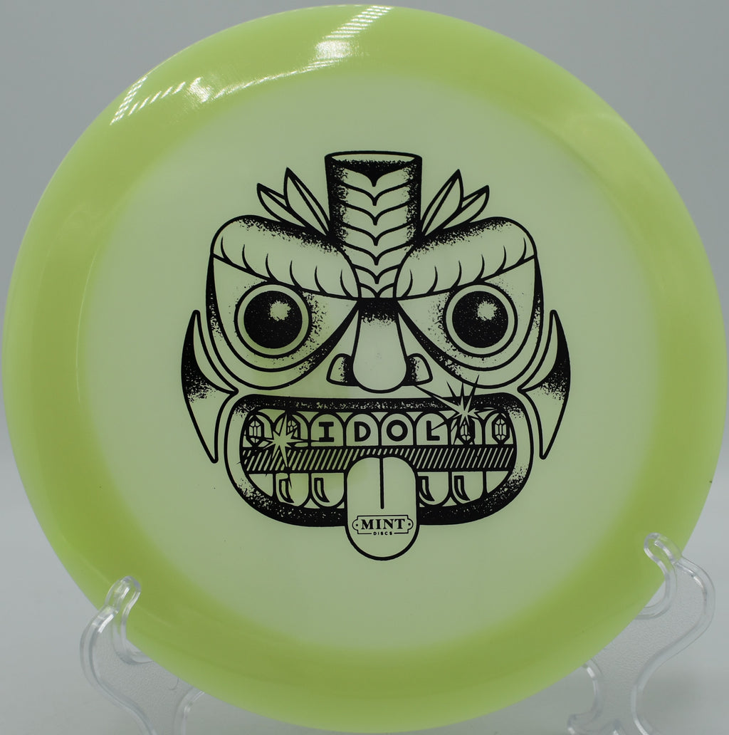 Mint Discs Idol holding a laser-straight line before fading predictably at Brengle Terrace Disc Golf Course in Vista, California
