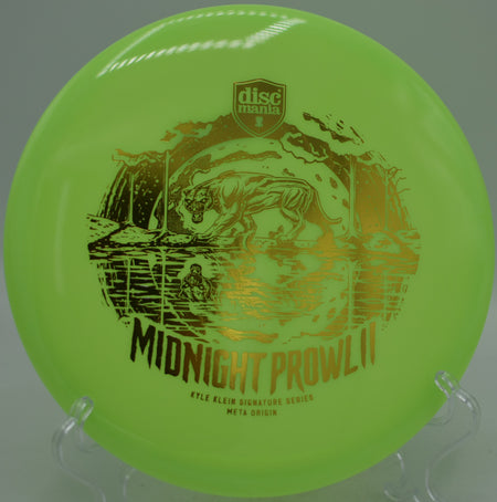 Discmania Midnight Prowl 2 Meta Origin holding a perfectly straight midrange flight at Harmon Hills Disc Golf Course in Fall Branch, Tennessee.