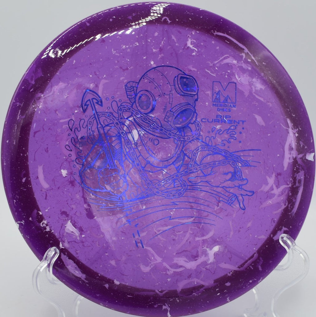 Marbled Clarus Rip Current forehand flex at Airport Lakes Disc Golf Course in Levelland, Texas