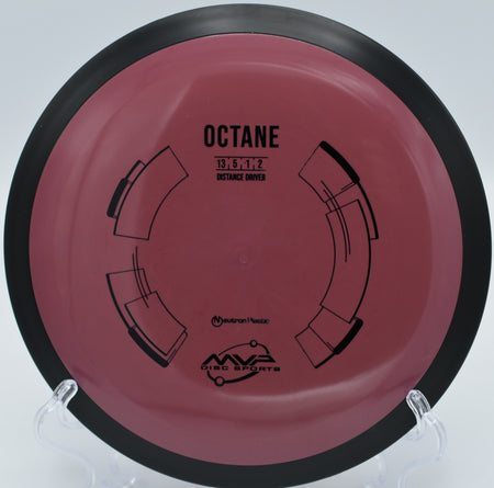 "MVP Neutron Octane – High-speed distance driver with controlled turn and powerful fade, excelling at Maple Hill Disc Golf Course in Massachusetts."
