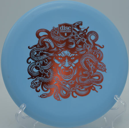 Exo Soft Lumen Link Medusa Stamp Discmania glow disc floating straight to chains at DeLaveaga Disc Golf Course in Santa Cruz, California.