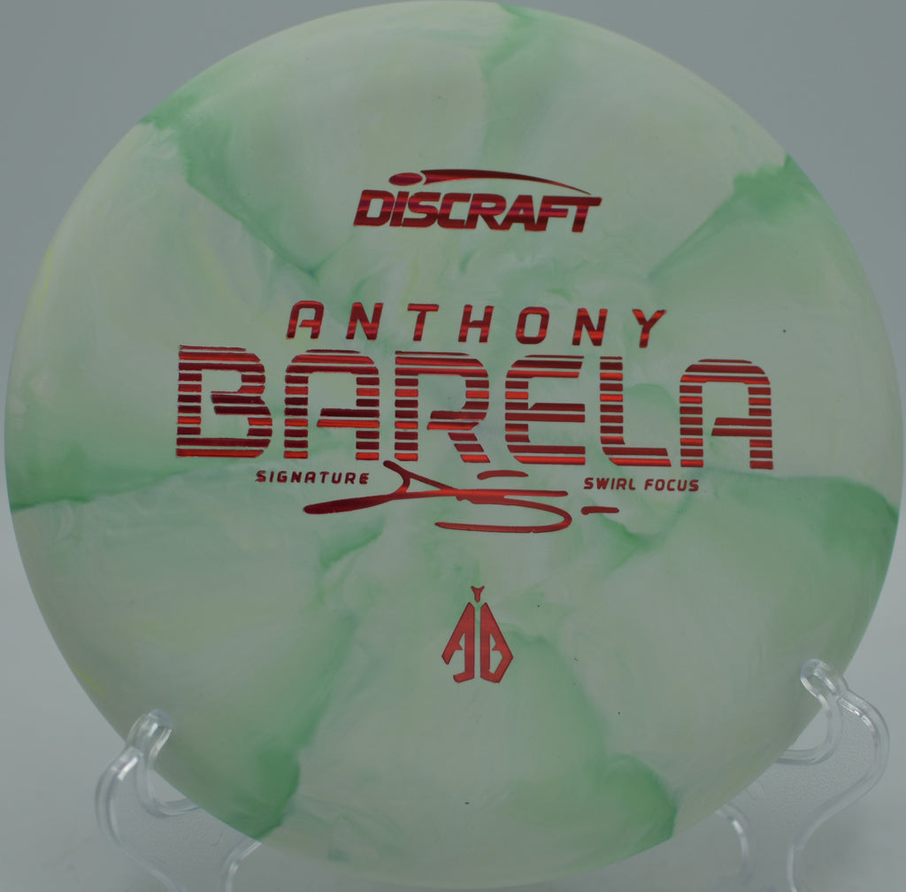 Discraft CT Swirl Focus Anthony Barela thrown with confidence at Hornet Hill Disc Golf Course in Amherst, Virginia.