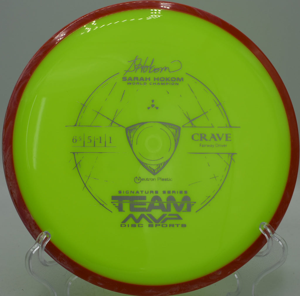 MVP Neutron Crave fairway driver ripping a controlled hyzer-flip line at Renny Gold Disc Golf Course in Charlotte, North Carolina.