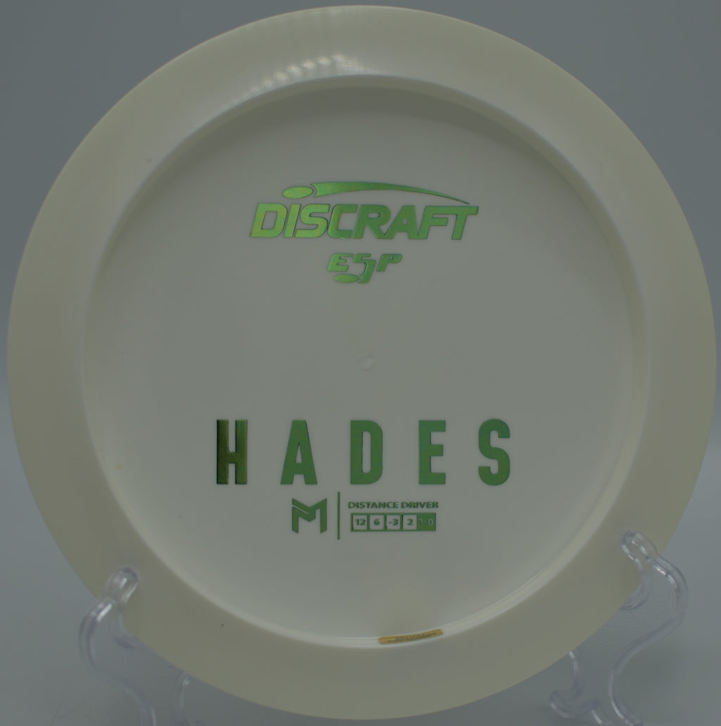 Discraft ESP Hades ripping a clean flex line down the fairway at Spiritwood Disc Golf Course in Great Falls, Montana.