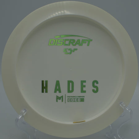 Discraft ESP Hades ripping a clean flex line down the fairway at Spiritwood Disc Golf Course in Great Falls, Montana.